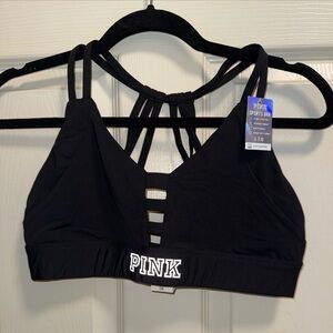 PINK Victoria's Secret Black Strappy Sports Bra
